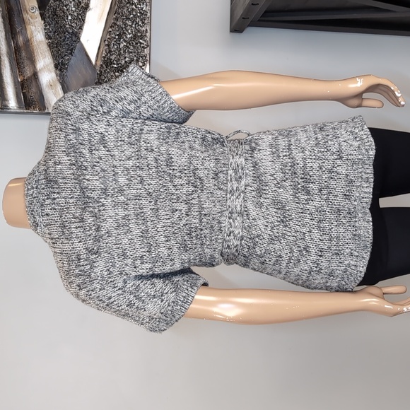 Old Navy Tie Front Cardigan Sweater Short Sleeve Grey Belted Wool Knit Size XS - Picture 6 of 11